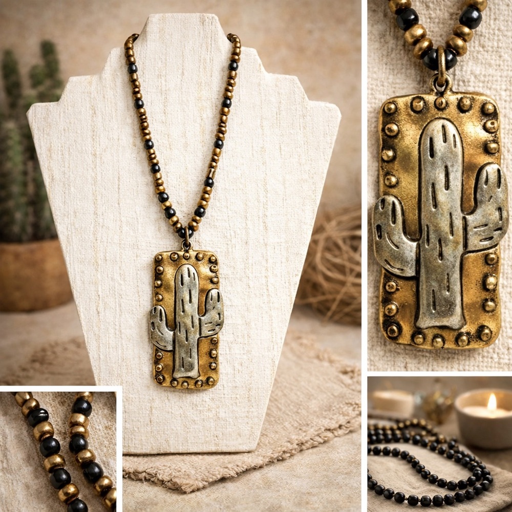 Desert Cactus Seed‎ Bead Necklace